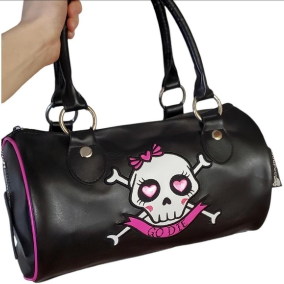 Sourpuss Handbags - Sourpuss "Go die" skull hand bag ☠️🎀